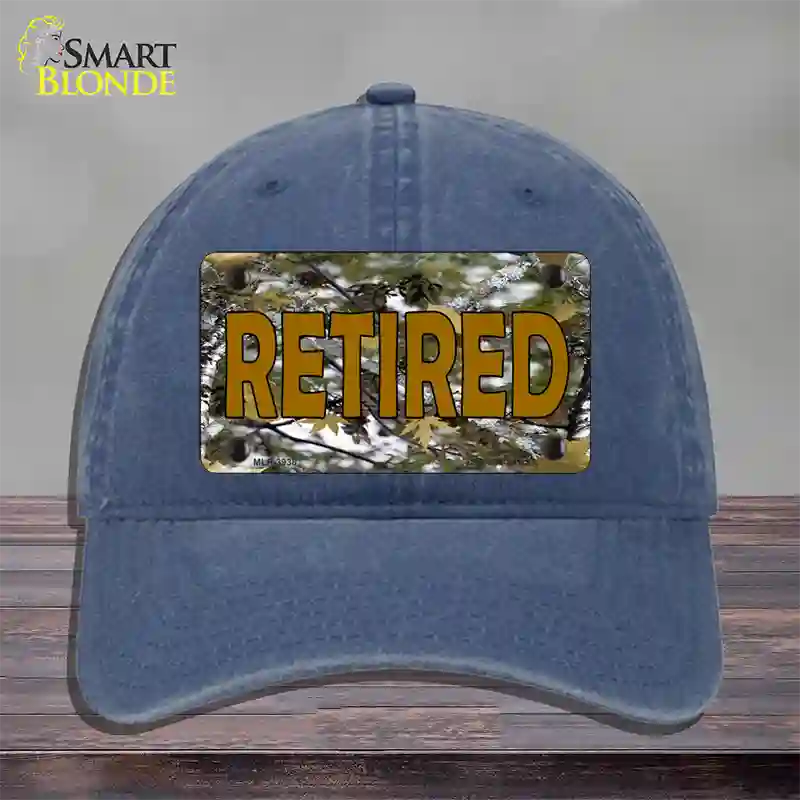 Retired Camouflage Novelty License Plate Hat Unconstructed Cotton / Navy