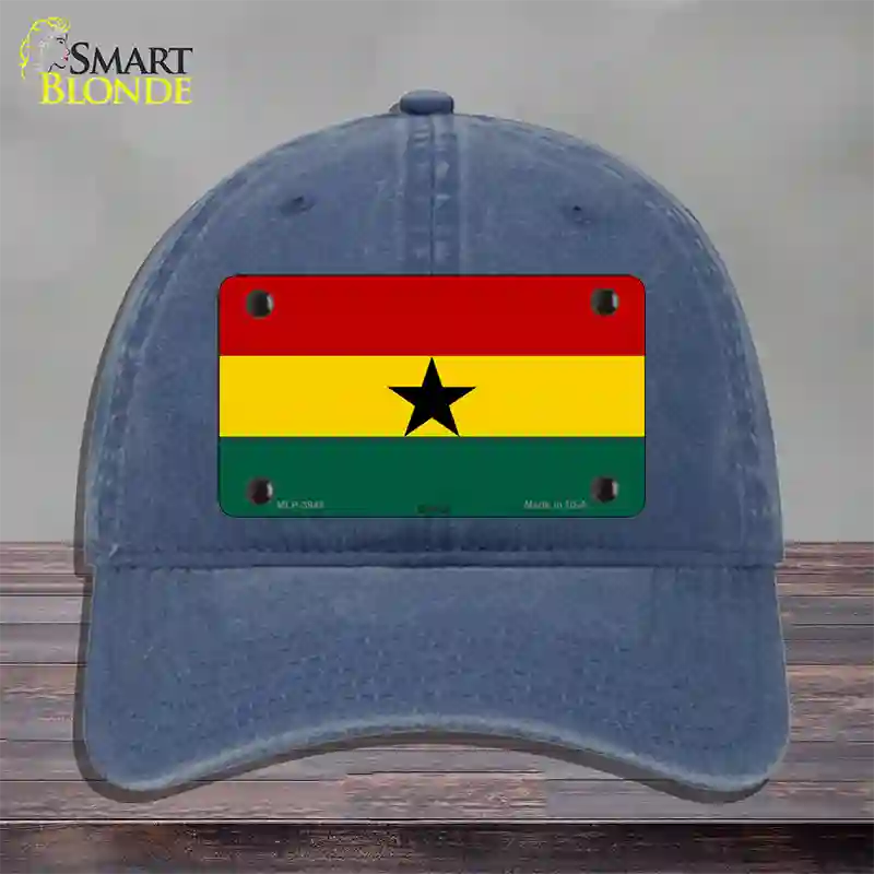 Ghana Flag Novelty License Plate Hat Unconstructed Cotton / Navy