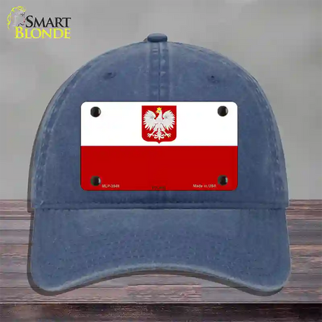 Poland Eagle Flag Novelty License Plate Hat Unconstructed Cotton / Navy