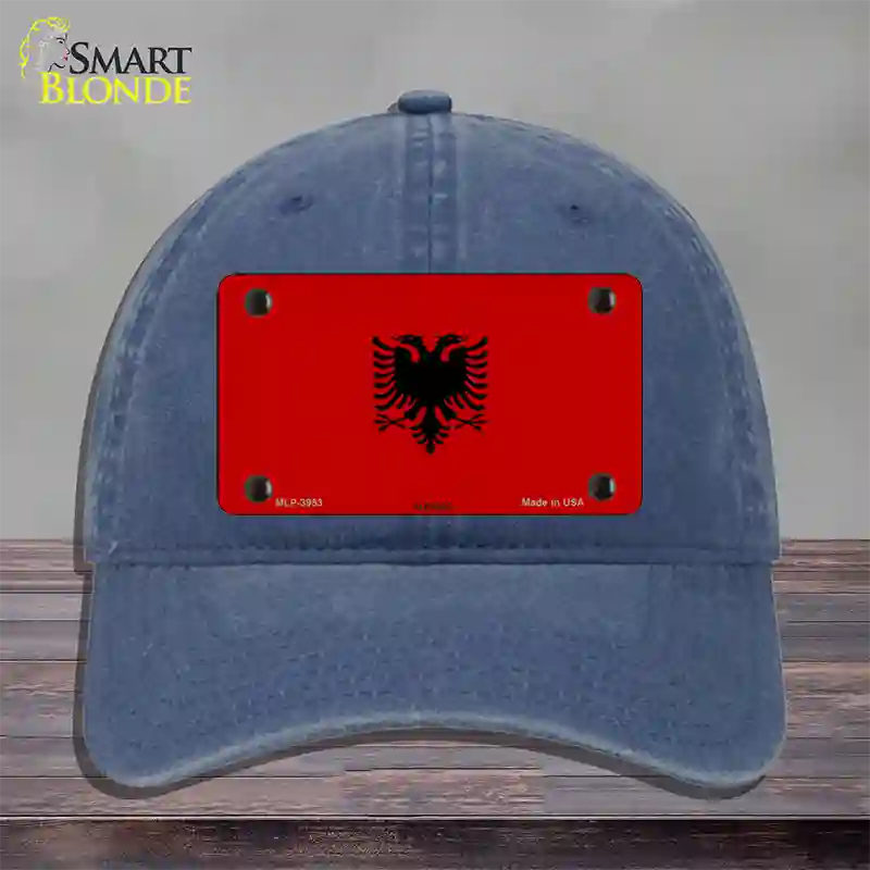 Albania Flag Novelty License Plate Hat Unconstructed Cotton / Navy