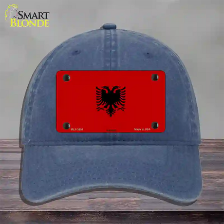 Albania Flag Novelty License Plate Hat Unconstructed Cotton / Navy