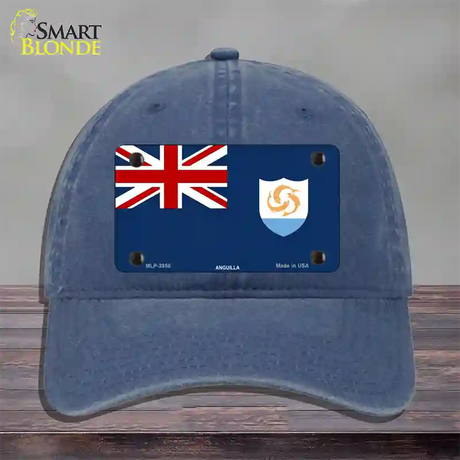 Anguilla Flag Novelty License Plate Hat Unconstructed Cotton / Navy