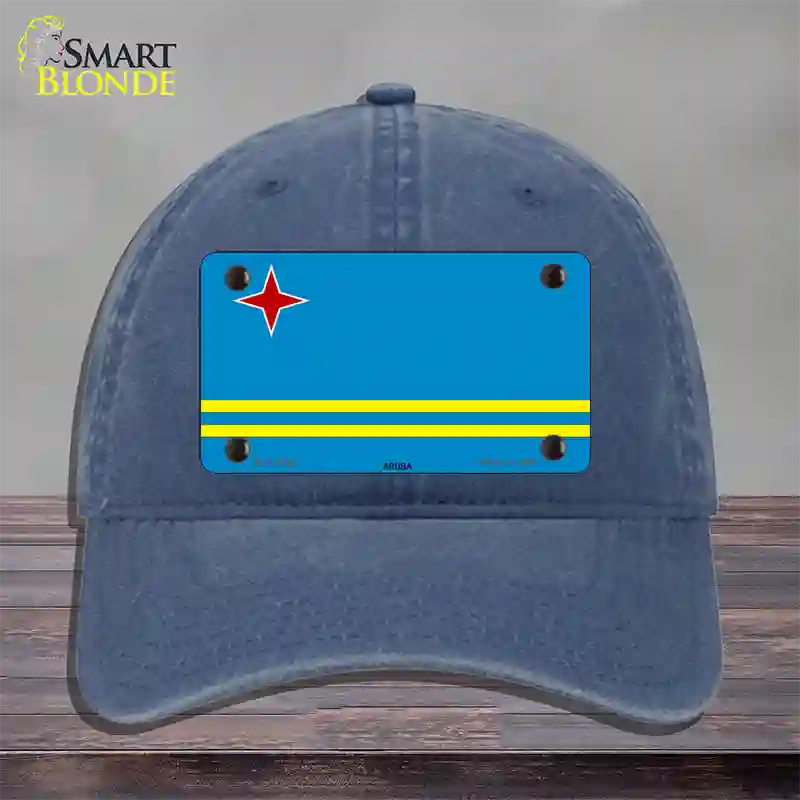 Aruba Flag Novelty License Plate Hat Unconstructed Cotton / Navy