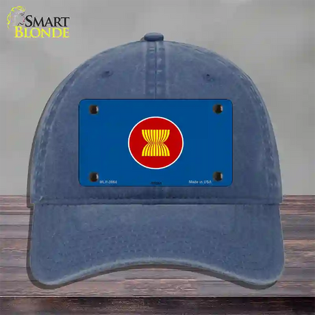 Asean Flag Novelty License Plate Hat Unconstructed Cotton / Navy