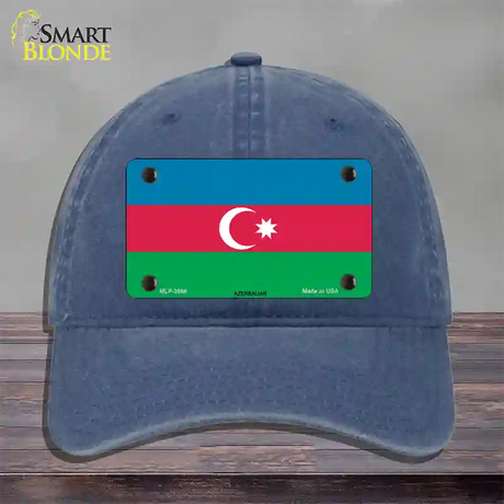 Azerbaijan Flag Novelty License Plate Hat Unconstructed Cotton / Navy