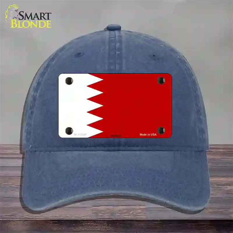 Bahrain Flag Novelty License Plate Hat Unconstructed Cotton / Navy