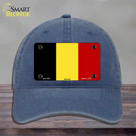 Belgium Flag Novelty License Plate Hat Unconstructed Cotton / Navy