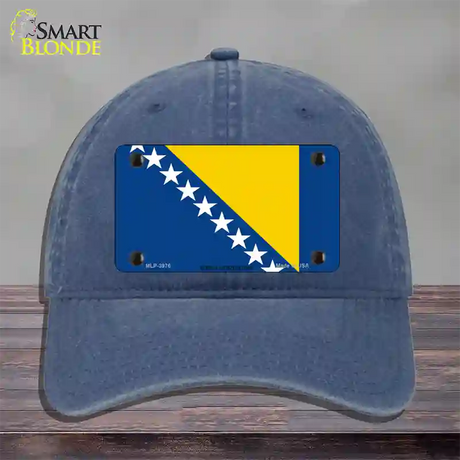 Bosnia Herzegovina Flag Novelty License Plate Hat Unconstructed Cotton / Navy