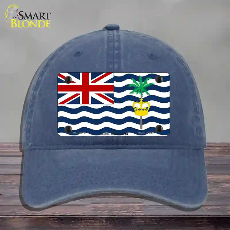 British Indian Ocean Flag Novelty License Plate Hat Unconstructed Cotton / Navy