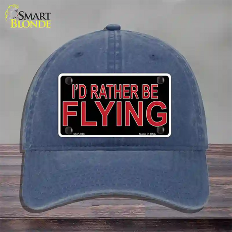 Rather Be Flying Novelty License Plate Hat Unconstructed Cotton / Navy