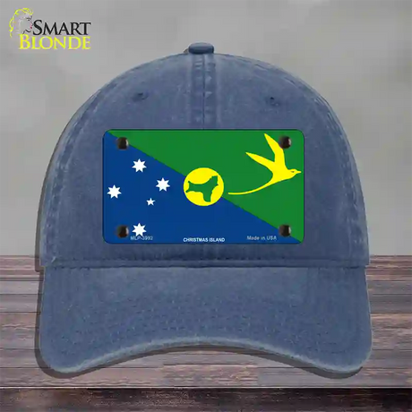 Christmas Island Flag Novelty License Plate Hat Unconstructed Cotton / Navy