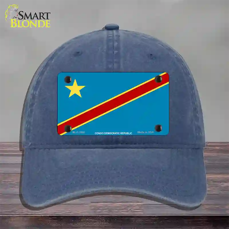 Congo Democratic Republic Flag Novelty License Plate Hat Unconstructed Cotton / Navy