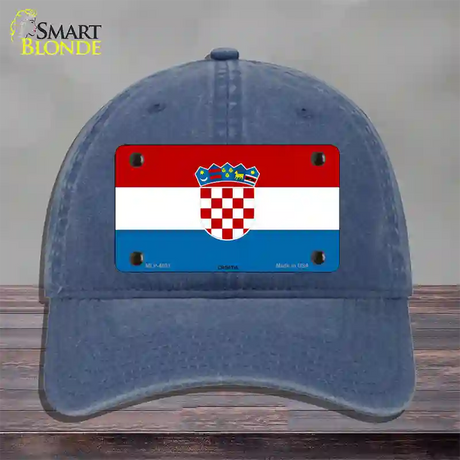 Croatia Flag Novelty License Plate Hat Unconstructed Cotton / Navy