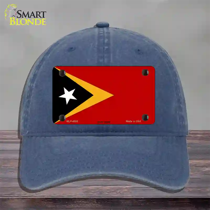 East Timor Flag Novelty License Plate Hat Unconstructed Cotton / Navy