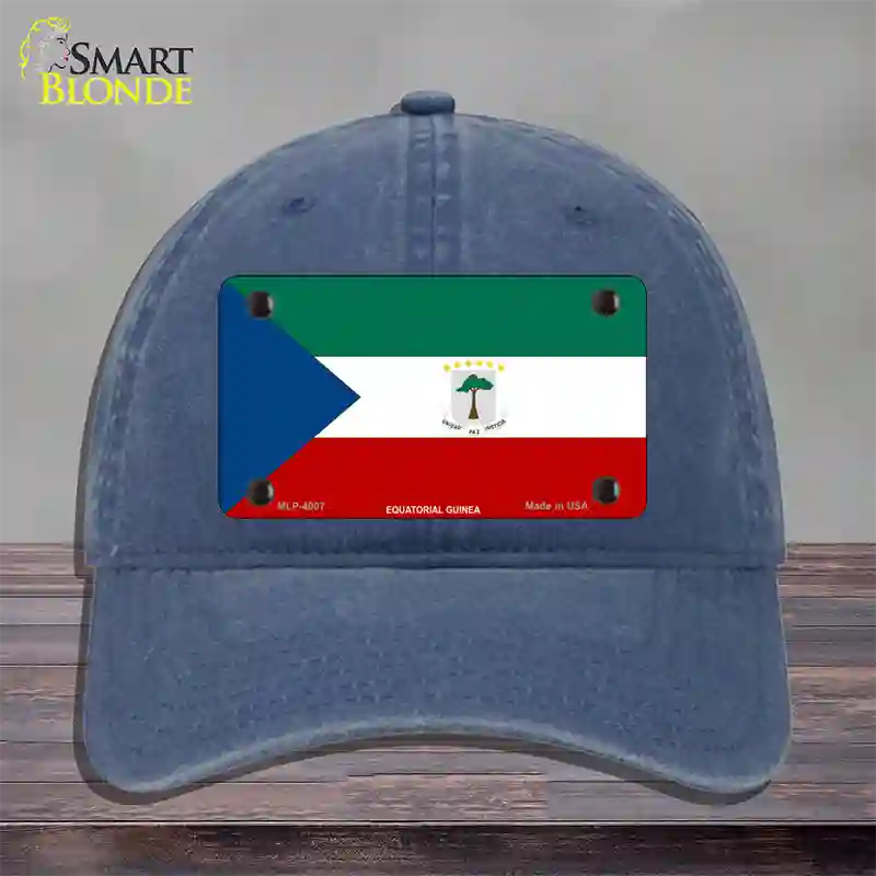 Equatorial Guinea Flag Novelty License Plate Hat Unconstructed Cotton / Navy