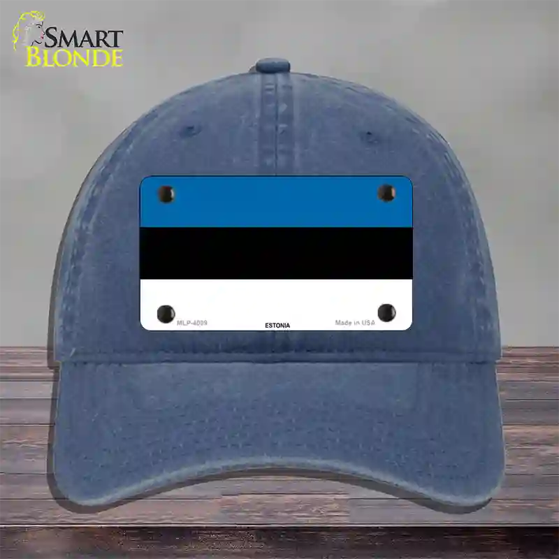 Estonia Flag Novelty License Plate Hat Unconstructed Cotton / Navy