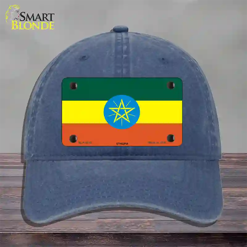 Ethiopia Flag Novelty License Plate Hat Unconstructed Cotton / Navy