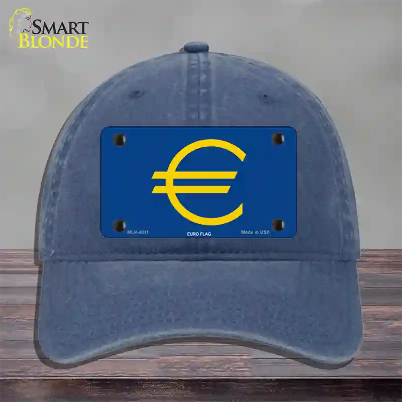 Euro Flag Novelty License Plate Hat Unconstructed Cotton / Navy