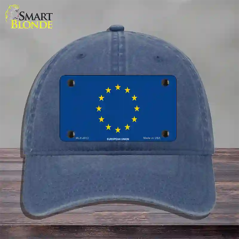 European Union Flag Novelty License Plate Hat Unconstructed Cotton / Navy