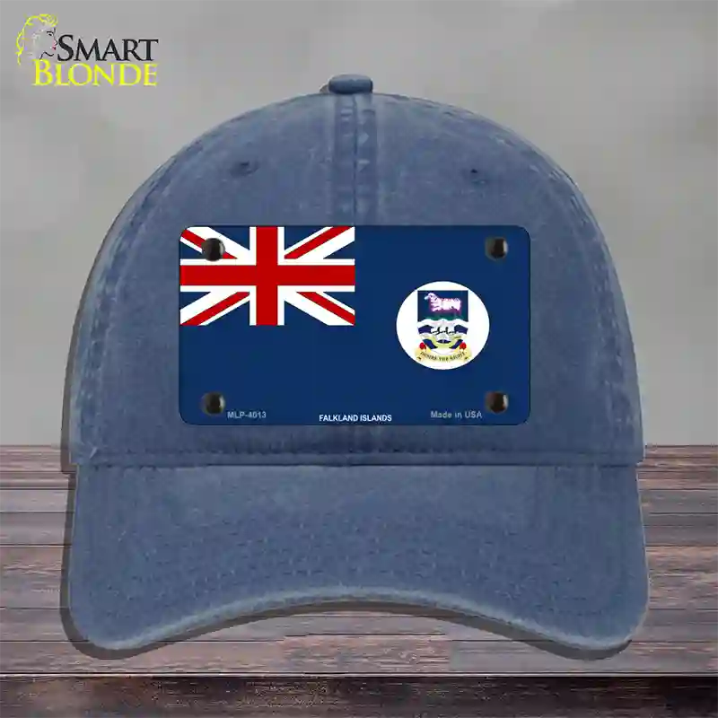 Falkland Islands Flag Novelty License Plate Hat Unconstructed Cotton / Navy