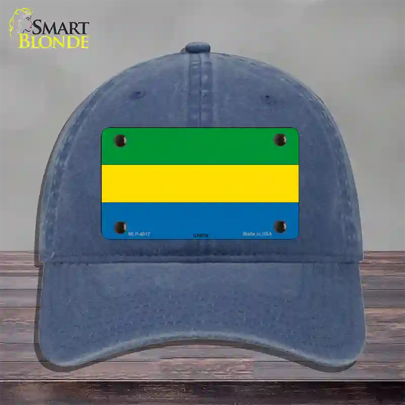 Gabon Flag Novelty License Plate Hat Unconstructed Cotton / Navy