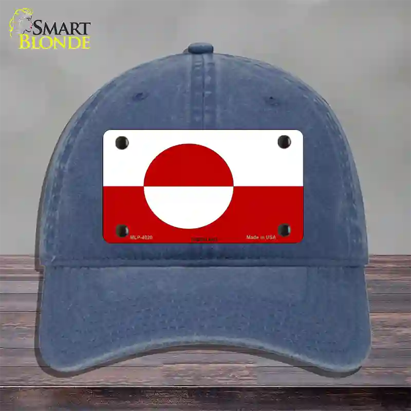 Greenland Flag Novelty License Plate Hat Unconstructed Cotton / Navy