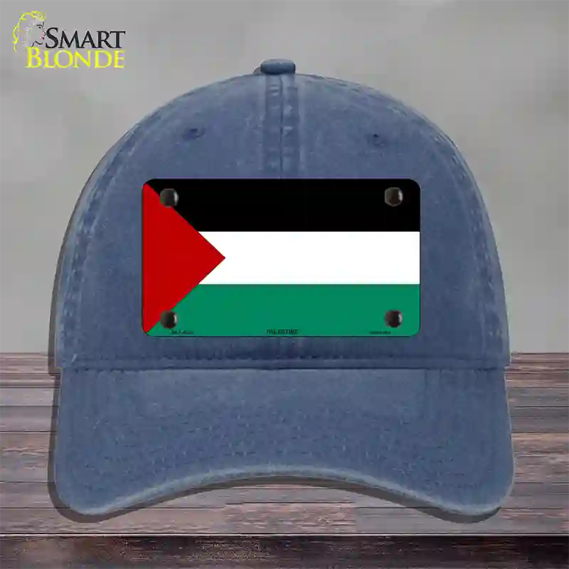 Palestine Country Flag Novelty License Plate Hat Unconstructed Cotton / Navy