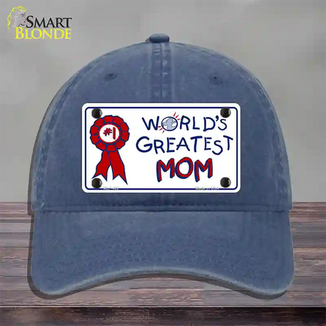 Worlds Greatest Mom Novelty License Plate Hat Unconstructed Cotton / Navy