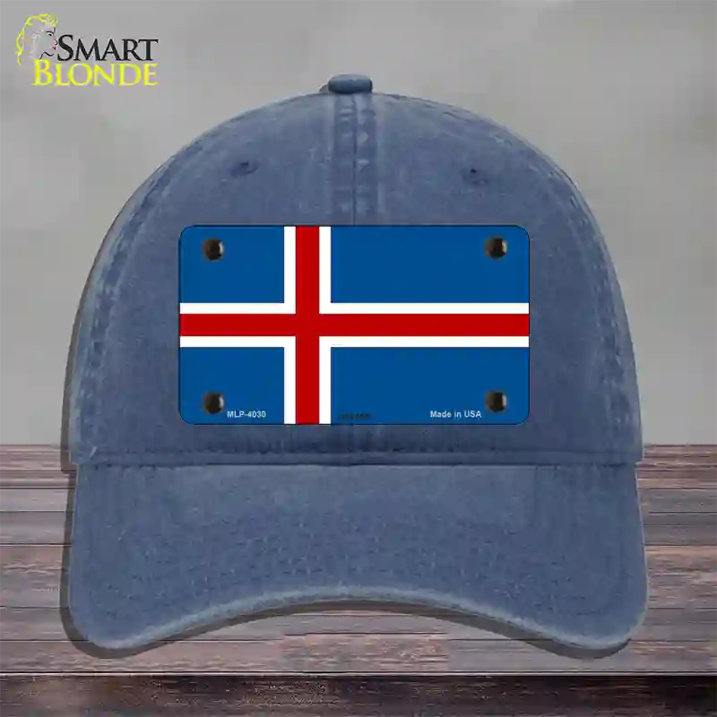 Iceland Flag Novelty License Plate Hat Unconstructed Cotton / Navy