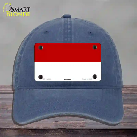 Indonesia Flag Novelty License Plate Hat Unconstructed Cotton / Navy