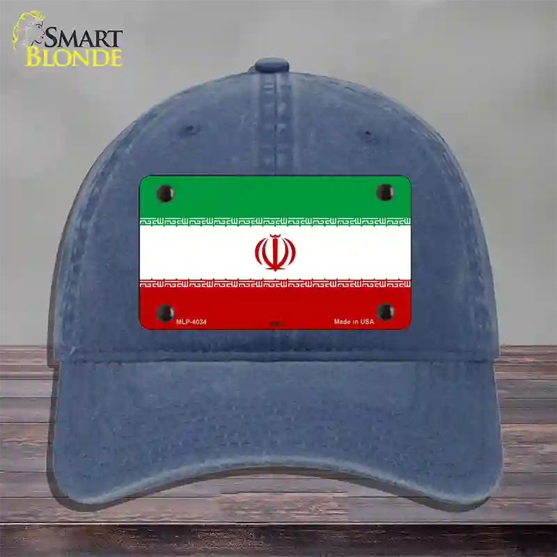 Iran Flag Novelty License Plate Hat Unconstructed Cotton / Navy