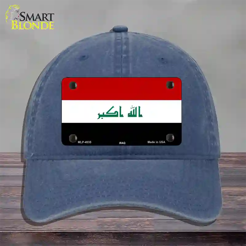 Iraq Flag Novelty License Plate Hat Unconstructed Cotton / Navy