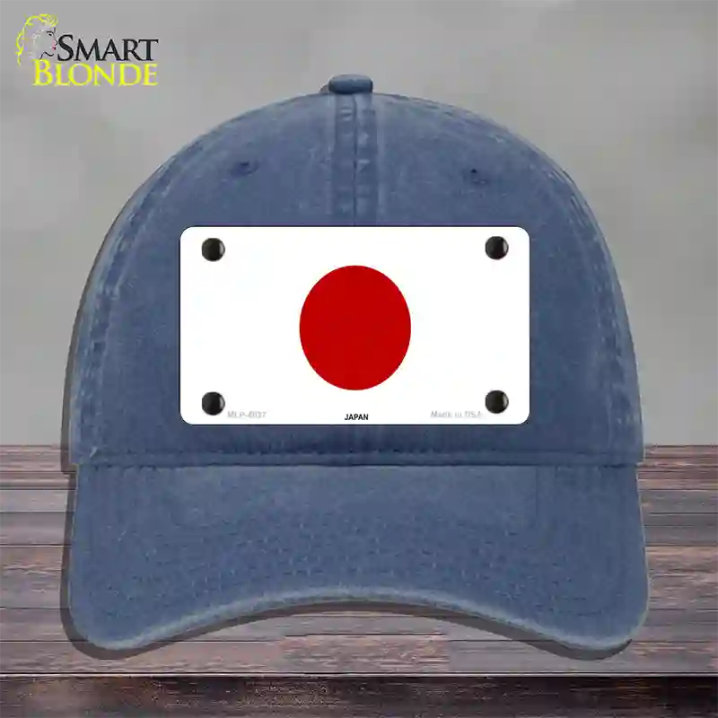 Japan Flag Novelty License Plate Hat Unconstructed Cotton / Navy