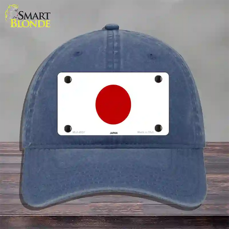 Japan Flag Novelty License Plate Hat Unconstructed Cotton / Navy