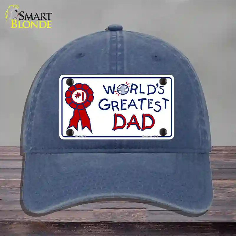 Worlds Greatest Dad Novelty License Plate Hat Unconstructed Cotton / Navy