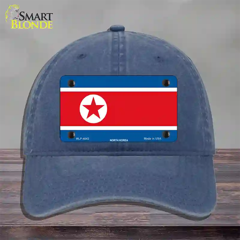 North Korea Flag Novelty License Plate Hat Unconstructed Cotton / Navy