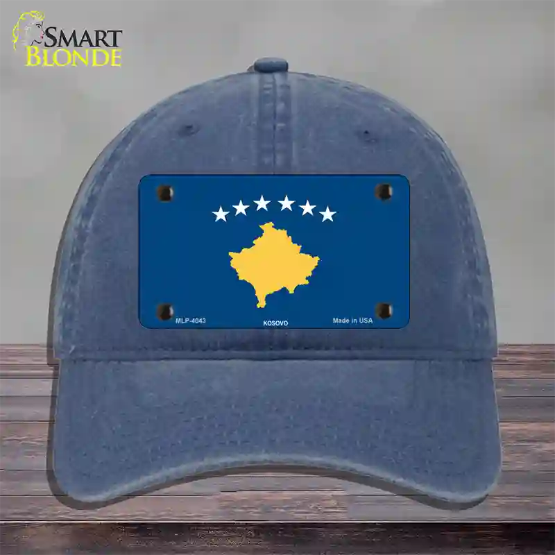 Kosovo Flag Novelty License Plate Hat Unconstructed Cotton / Navy