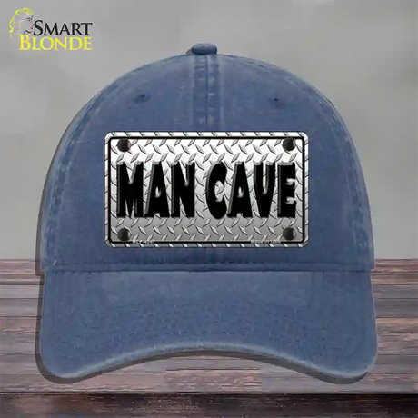 Man Cave Diamond Effect Novelty License Plate Hat Unconstructed Cotton / Navy