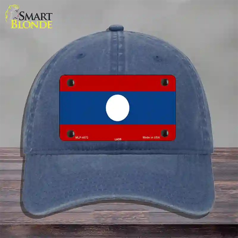 Laos Flag Novelty License Plate Hat Unconstructed Cotton / Navy