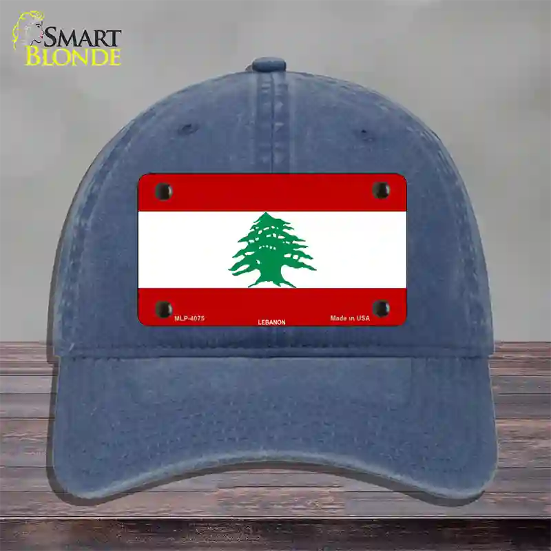 Lebanon Flag Novelty License Plate Hat Unconstructed Cotton / Navy