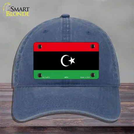 Libya Flag Novelty License Plate Hat Unconstructed Cotton / Navy