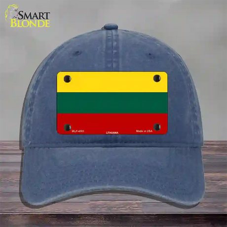 Lithuania Flag Novelty License Plate Hat Unconstructed Cotton / Navy