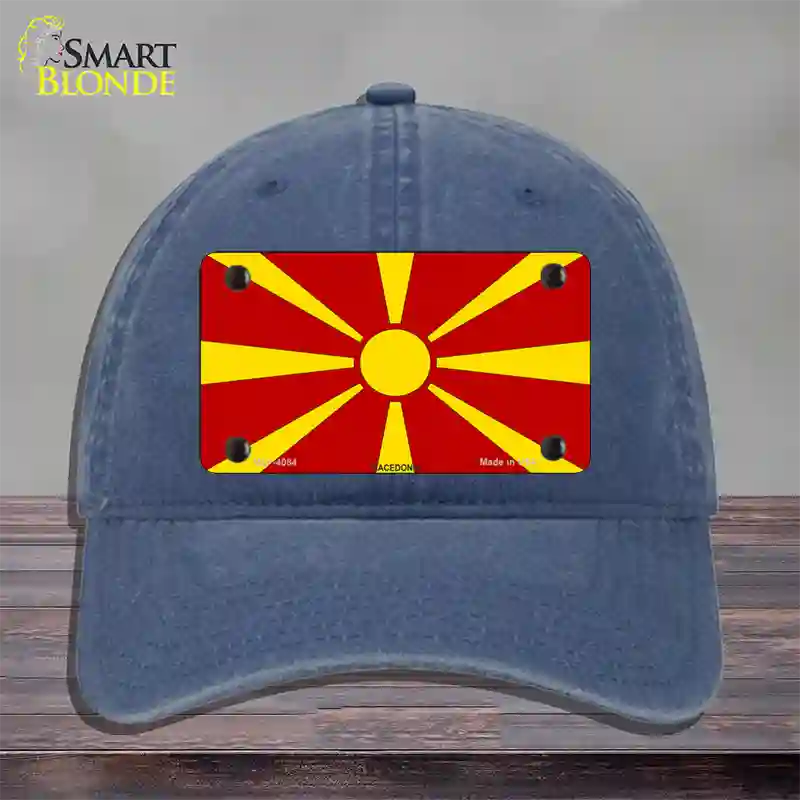 Macedonia Flag Novelty License Plate Hat Unconstructed Cotton / Navy