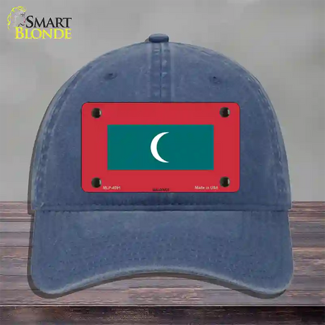 Maldives Flag Novelty License Plate Hat Unconstructed Cotton / Navy