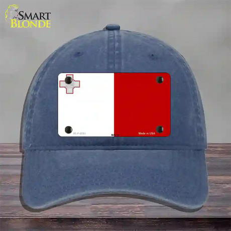 Malta Flag Novelty License Plate Hat Unconstructed Cotton / Navy