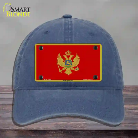 Montenegro Flag Novelty License Plate Hat Unconstructed Cotton / Navy