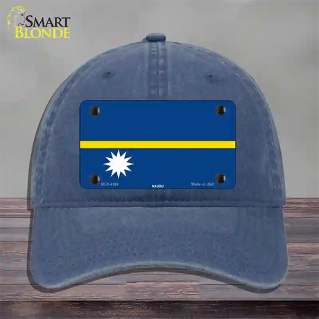 Nauru Flag Novelty License Plate Hat Unconstructed Cotton / Navy