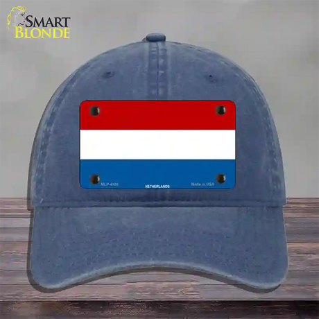 Netherlands Flag Novelty License Plate Hat Unconstructed Cotton / Navy