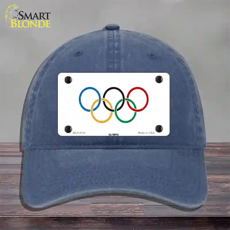 Olympic Flag Novelty License Plate Hat Unconstructed Cotton / Navy