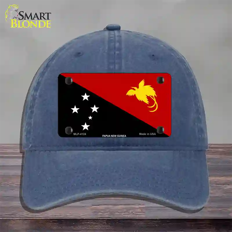 Papua New Guinea Flag Novelty License Plate Hat Unconstructed Cotton / Navy